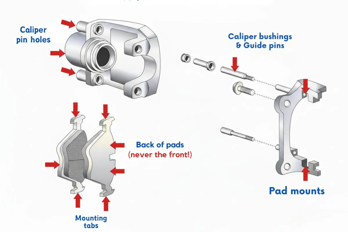 where to apply brake grease to a disk brake