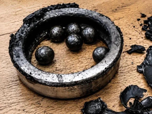 Burned bearing vs properly lubricated bearing