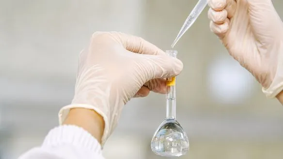 Macro view of clear silicone oil